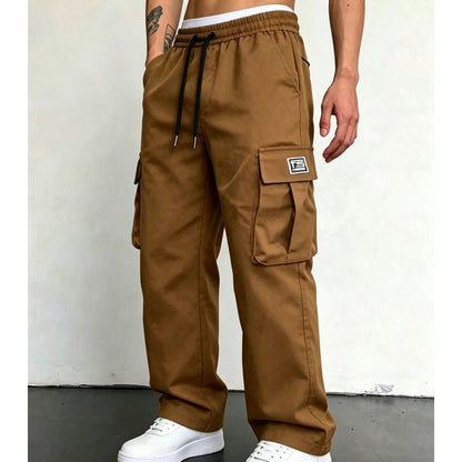 Calças cargo masculinas de corte largo e estilo casual