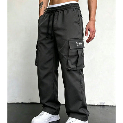 Calças cargo masculinas de corte largo e estilo casual