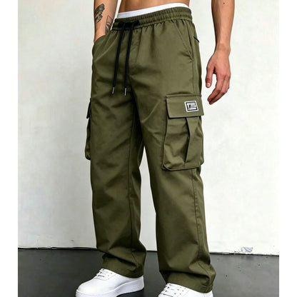 Calças cargo masculinas de corte largo e estilo casual