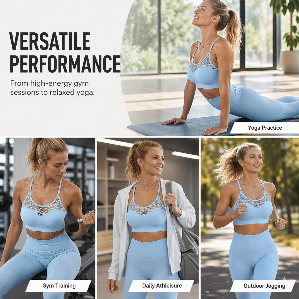 💘Sutiã desportivo push-up de malha aberta para mulher 🌿