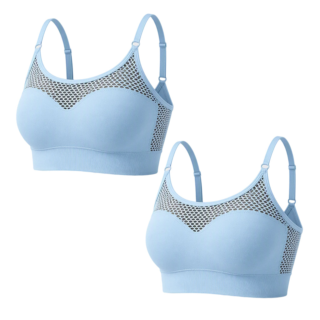 💘Sutiã desportivo push-up de malha aberta para mulher 🌿