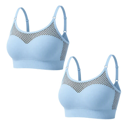 💘Sutiã desportivo push-up de malha aberta para mulher 🌿