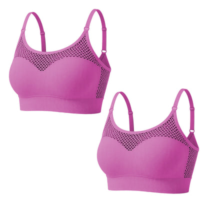 💘Sutiã desportivo push-up de malha aberta para mulher 🌿