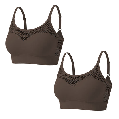 💘Sutiã desportivo push-up de malha aberta para mulher 🌿