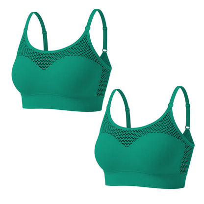 💘Sutiã desportivo push-up de malha aberta para mulher 🌿