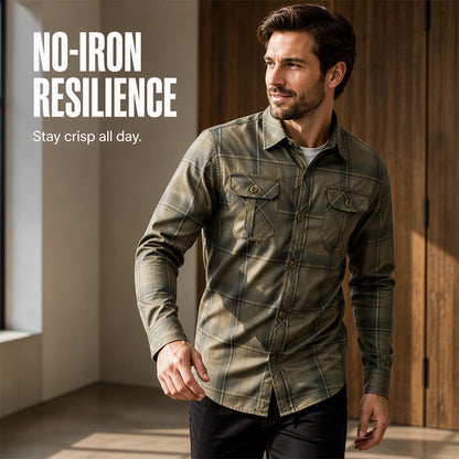 ✨Camisa casual masculina de manga comprida xadrez – Camisa clássica de manga comprida xadrez para um estilo smart-casual no dia a dia 👔