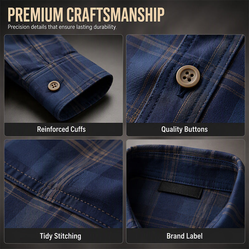 ✨Camisa casual masculina de manga comprida xadrez – Camisa clássica de manga comprida xadrez para um estilo smart-casual no dia a dia 👔
