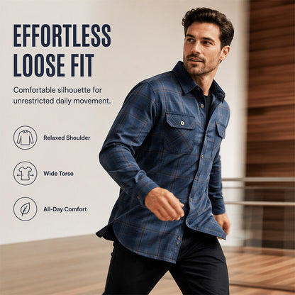 ✨Camisa casual masculina de manga comprida xadrez – Camisa clássica de manga comprida xadrez para um estilo smart-casual no dia a dia 👔