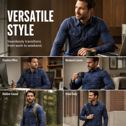 ✨Camisa casual masculina de manga comprida xadrez – Camisa clássica de manga comprida xadrez para um estilo smart-casual no dia a dia 👔