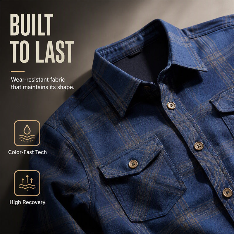 ✨Camisa casual masculina de manga comprida xadrez – Camisa clássica de manga comprida xadrez para um estilo smart-casual no dia a dia 👔