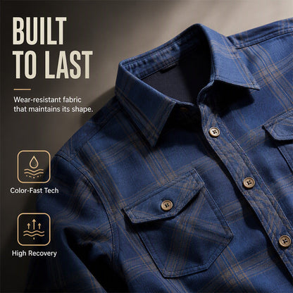 ✨Camisa casual masculina de manga comprida xadrez – Camisa clássica de manga comprida xadrez para um estilo smart-casual no dia a dia 👔