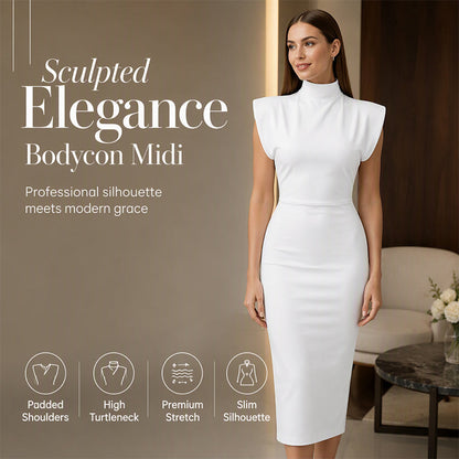 ✨👗Vestido justo e elegante com gola alta para mulher【Sem custos de envio】