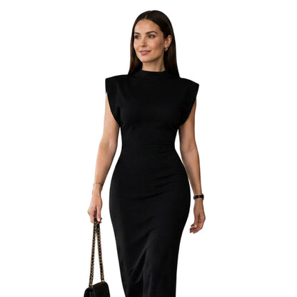 ✨👗Vestido justo e elegante com gola alta para mulher【Sem custos de envio】