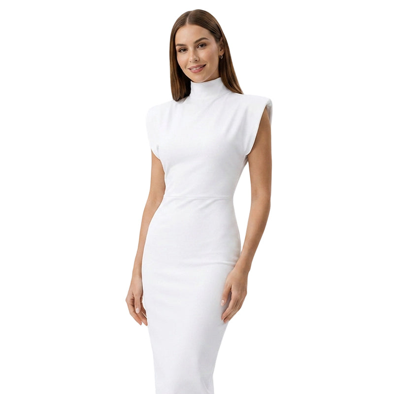 ✨👗Vestido justo e elegante com gola alta para mulher【Sem custos de envio】