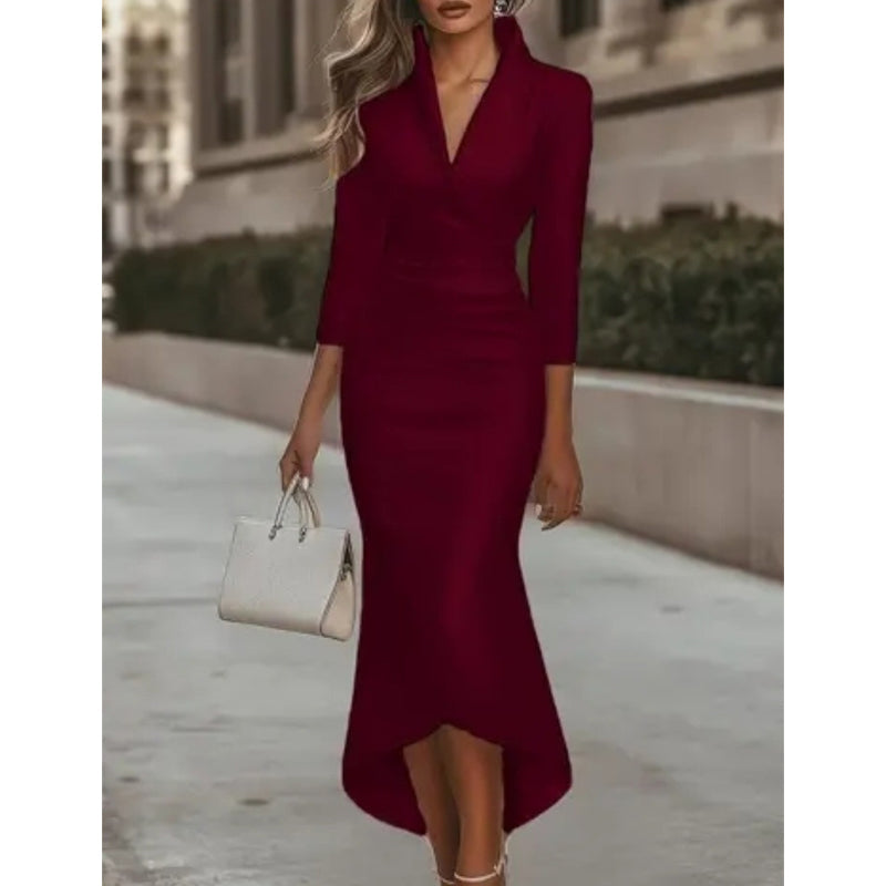 ✨👗Vestido midi elegante em cetim para mulher