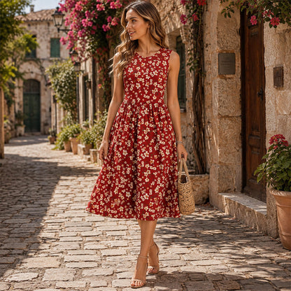 ✨👗Vestido maxi elegante sem mangas para mulher