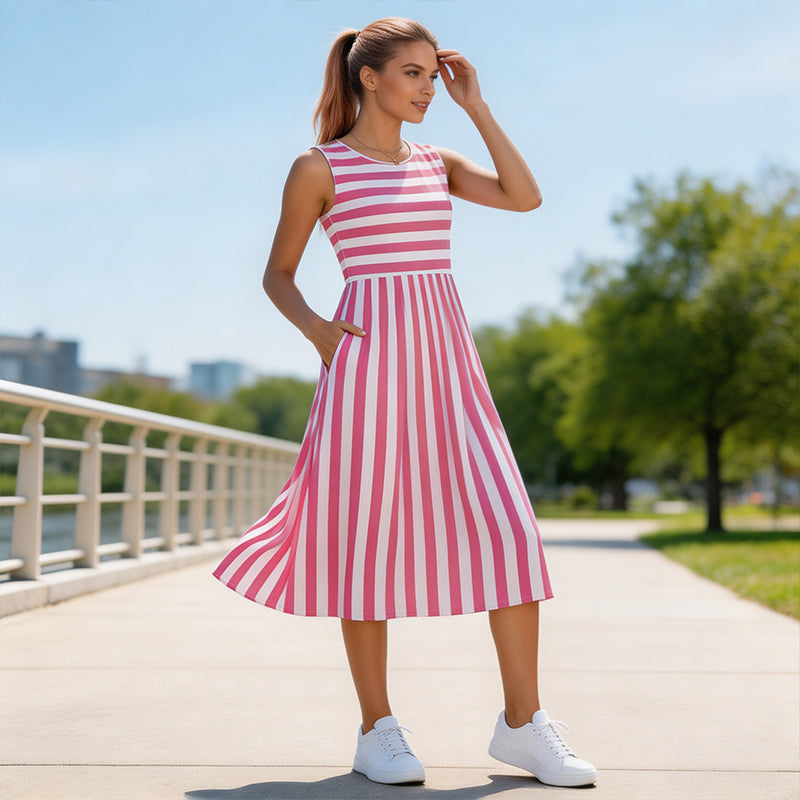 ✨👗Vestido maxi elegante sem mangas para mulher