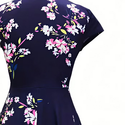 ✨👗Vestido elegante com estampado e bolsos para mulher