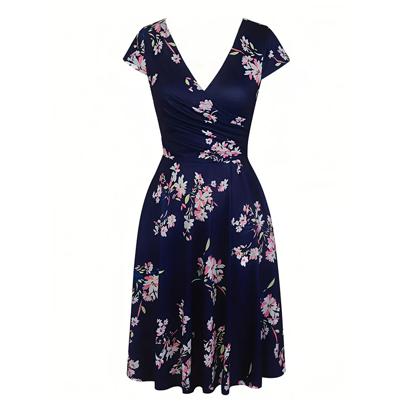 ✨👗Vestido elegante com estampado e bolsos para mulher