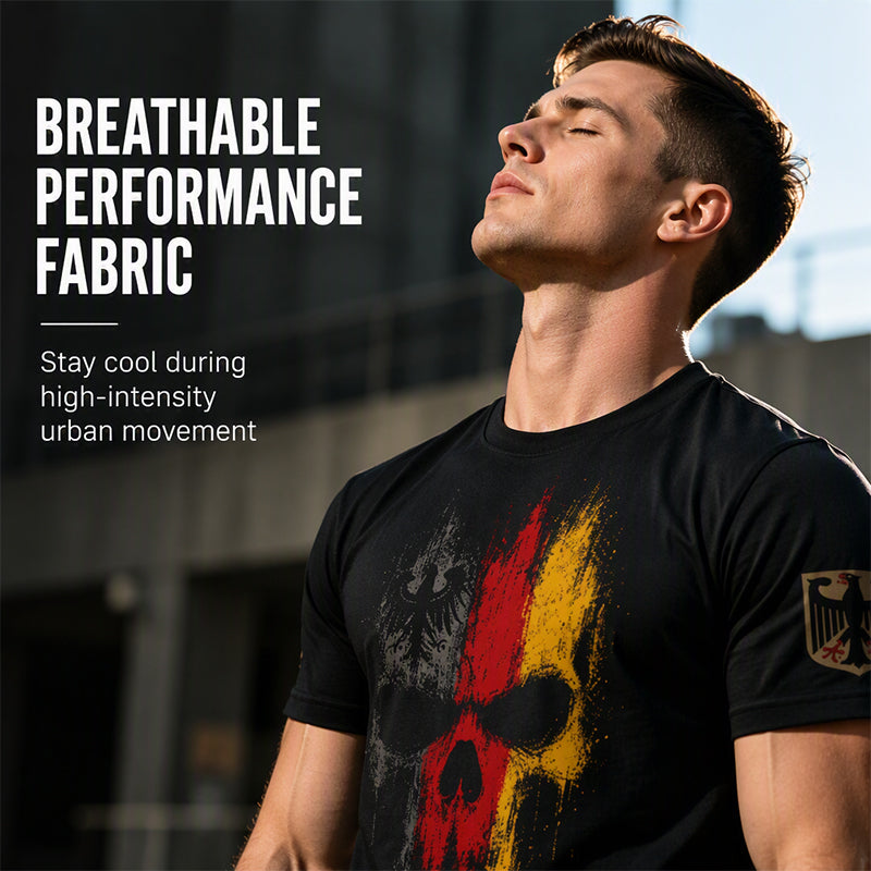 Camiseta masculina com estampa de caveira