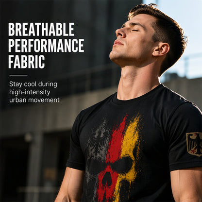 Camiseta masculina com estampa de caveira