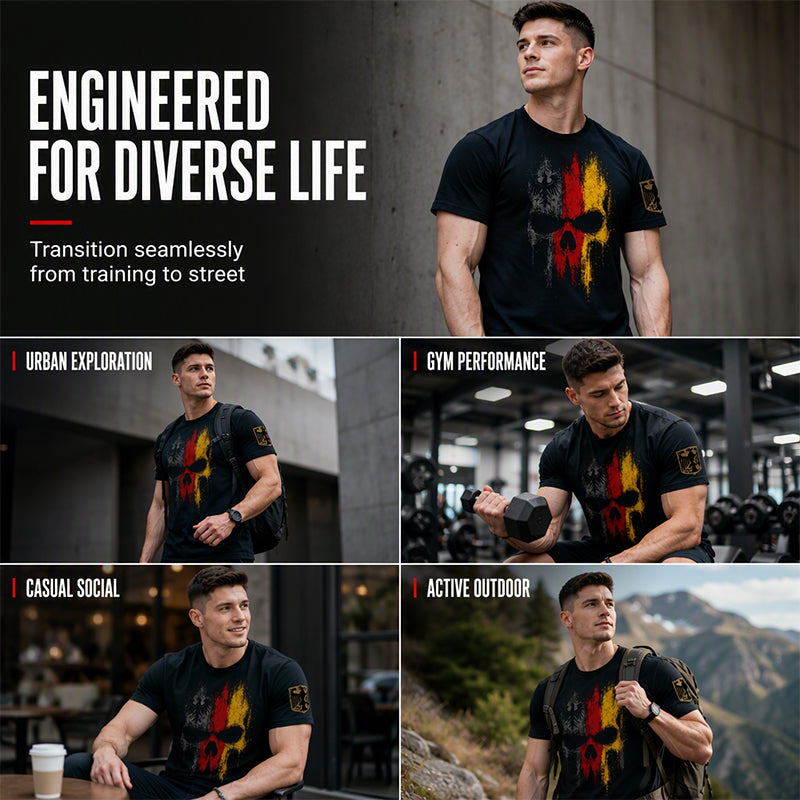 Camiseta masculina com estampa de caveira