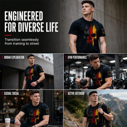 Camiseta masculina com estampa de caveira