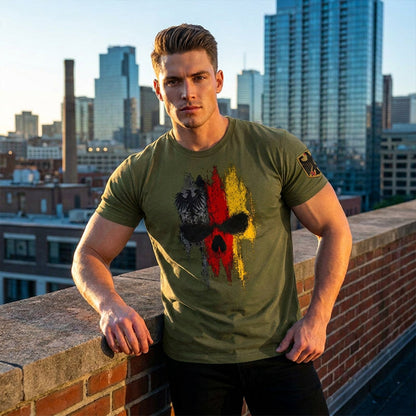 Camiseta masculina com estampa de caveira