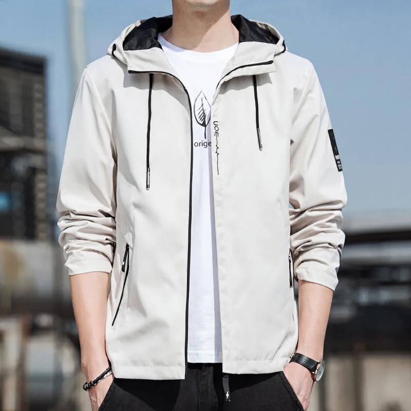 Jaqueta casual juvenil com capuz, estilo coreano