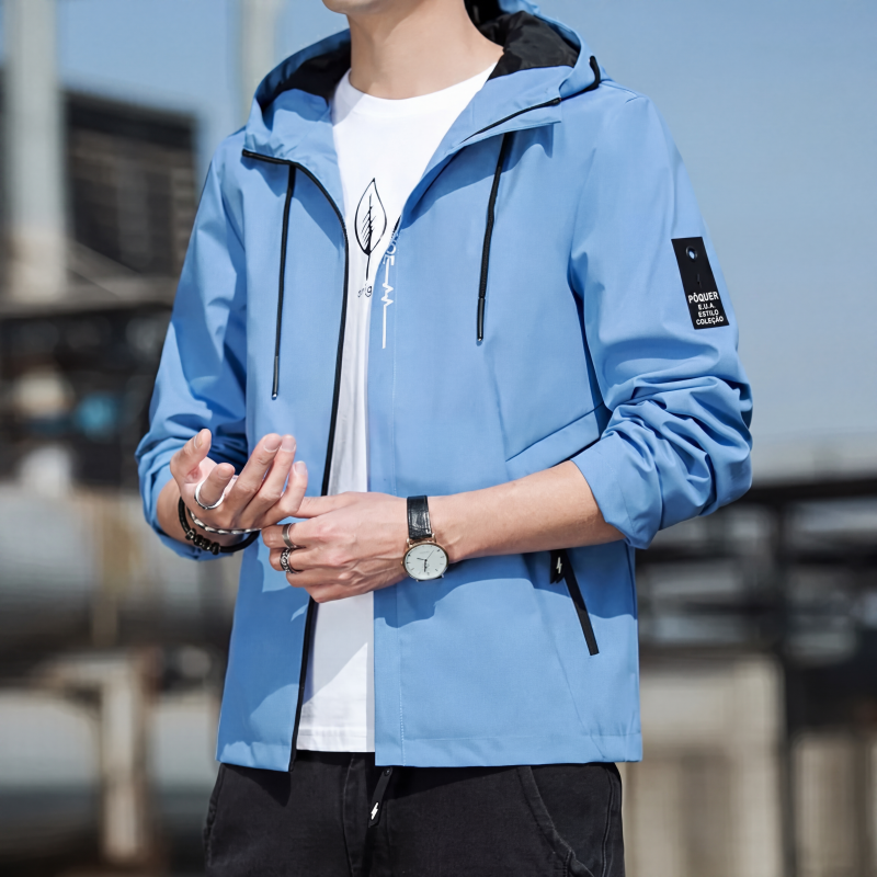 Jaqueta casual juvenil com capuz, estilo coreano