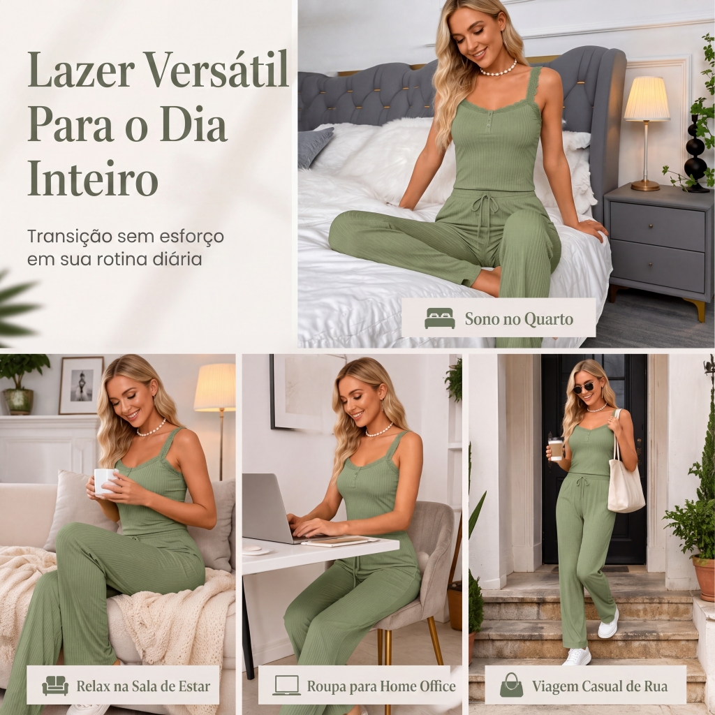 ✨👗Conjunto de pijama de camisola de renda para mulher, verão