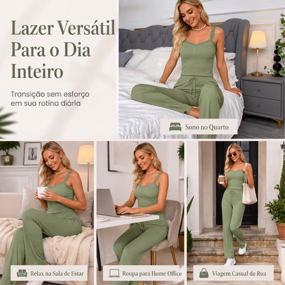 ✨👗Conjunto de pijama de camisola de renda para mulher, verão