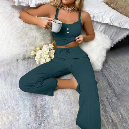 ✨👗Conjunto de pijama de camisola de renda para mulher, verão