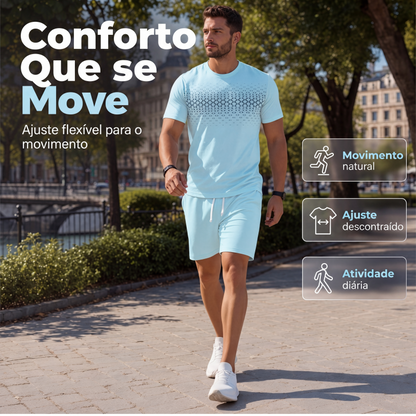 Conjunto de 2 peças: camiseta casual e shorts masculinos