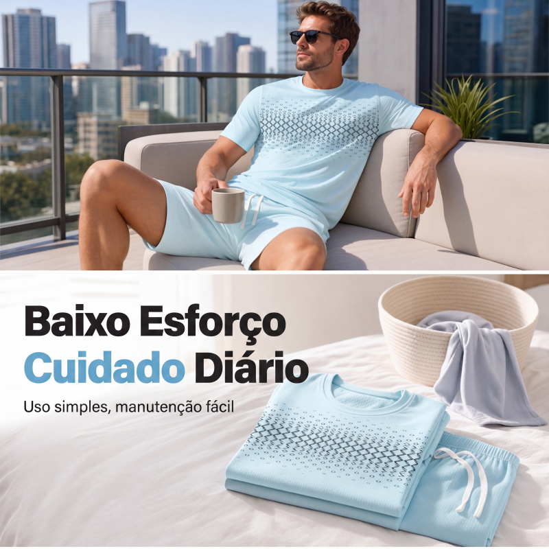 Conjunto de 2 peças: camiseta casual e shorts masculinos