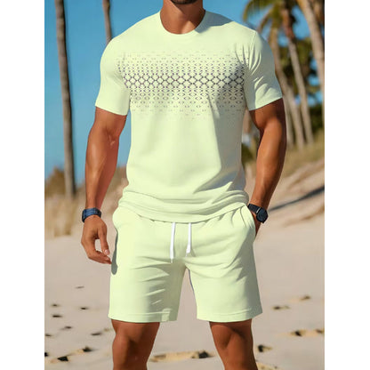 Conjunto de 2 peças: camiseta casual e shorts masculinos