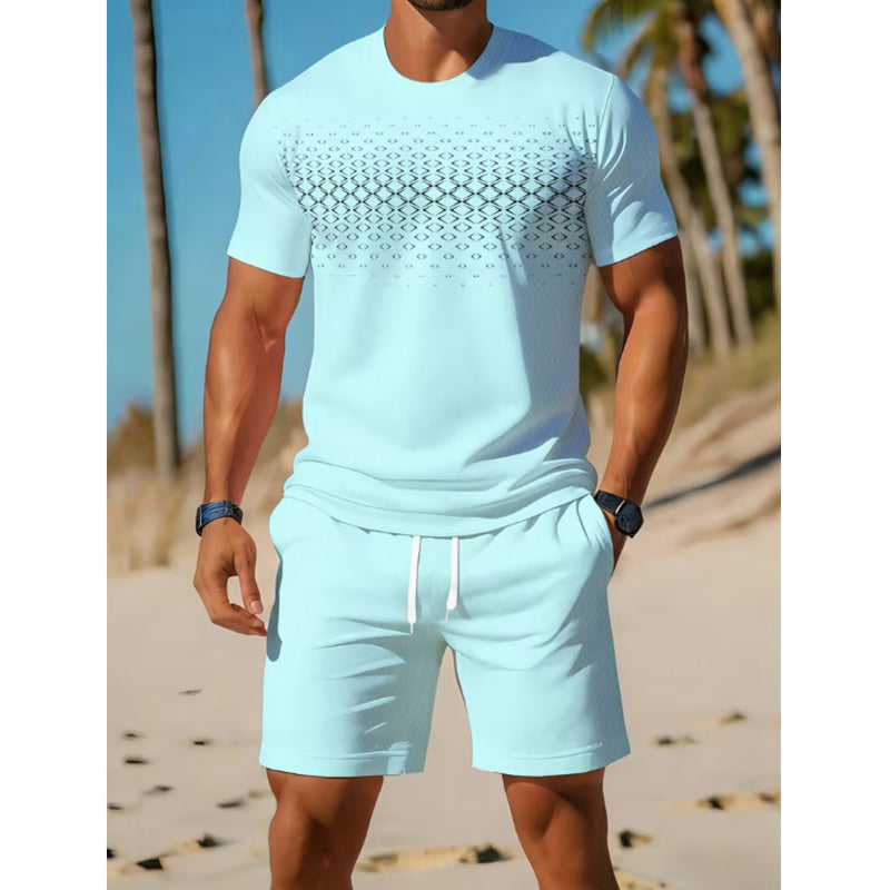 Conjunto de 2 peças: camiseta casual e shorts masculinos