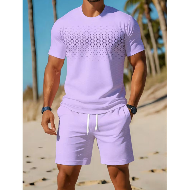 Conjunto de 2 peças: camiseta casual e shorts masculinos