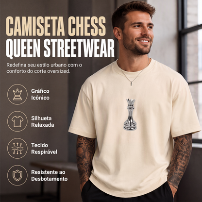 Camiseta masculina gola careca com estampa de xadrez