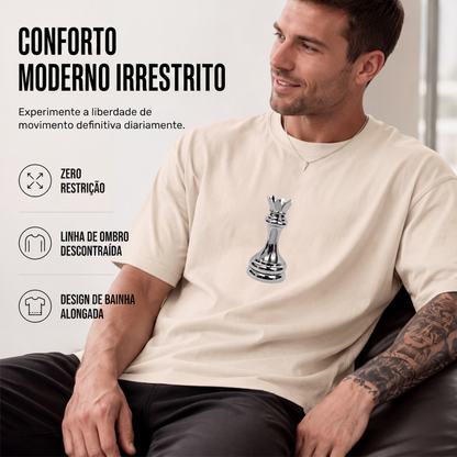 Camiseta masculina gola careca com estampa de xadrez