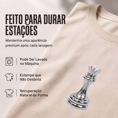Camiseta masculina gola careca com estampa de xadrez