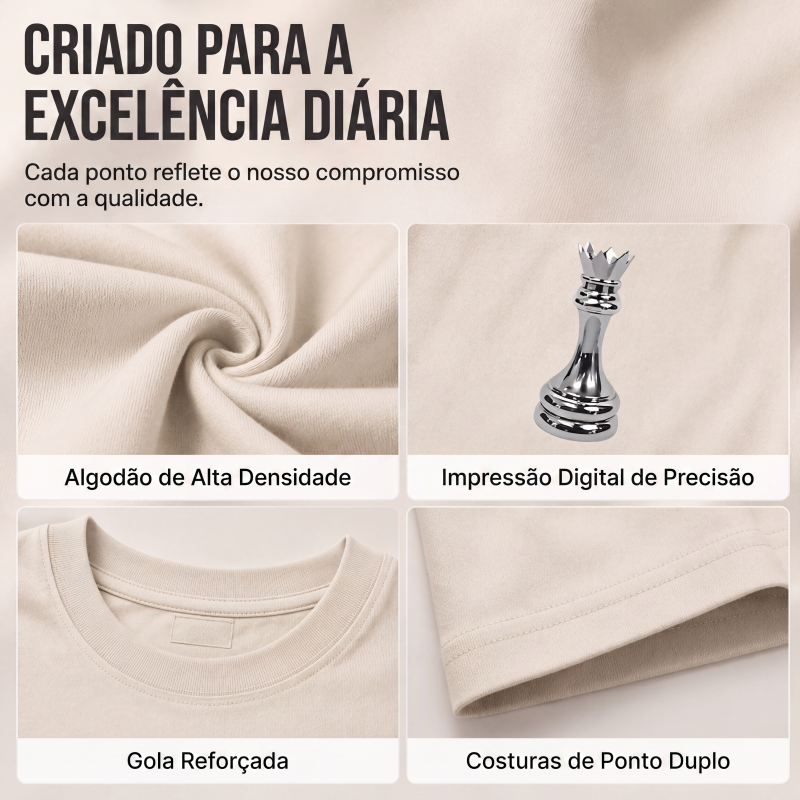 Camiseta masculina gola careca com estampa de xadrez
