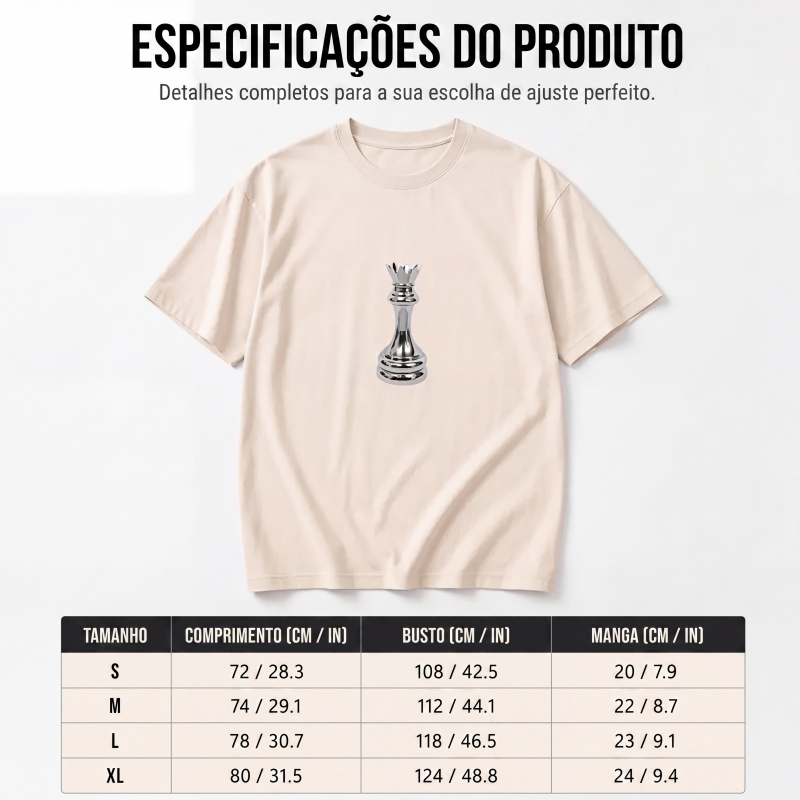Camiseta masculina gola careca com estampa de xadrez