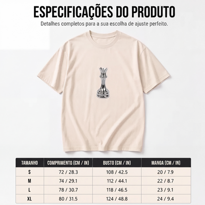Camiseta masculina gola careca com estampa de xadrez