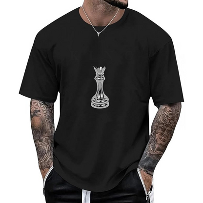Camiseta masculina gola careca com estampa de xadrez