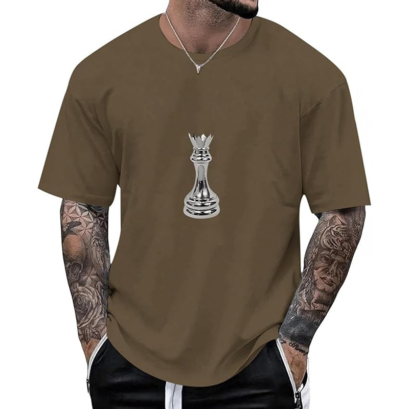 Camiseta masculina gola careca com estampa de xadrez