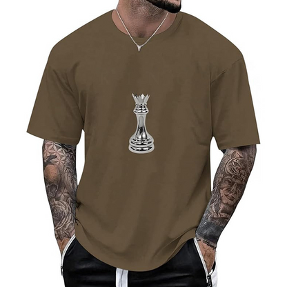 Camiseta masculina gola careca com estampa de xadrez