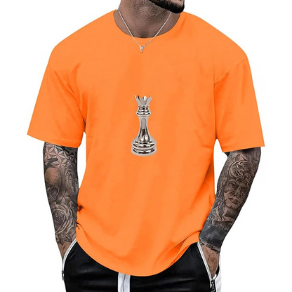 Camiseta masculina gola careca com estampa de xadrez