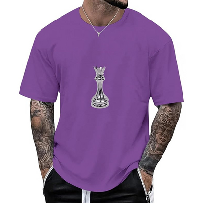 Camiseta masculina gola careca com estampa de xadrez