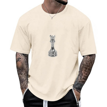 Camiseta masculina gola careca com estampa de xadrez